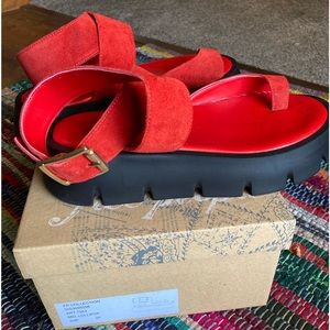 Free People Red and Black Sandals